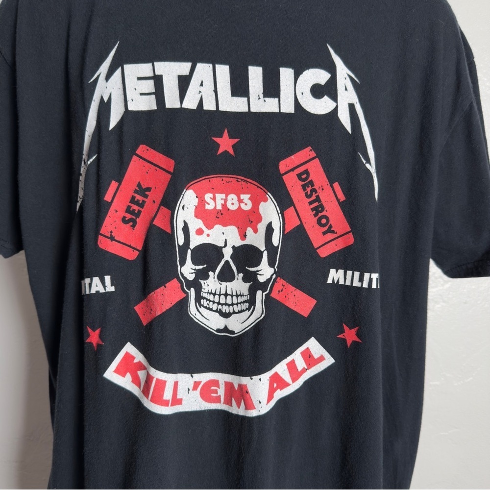 Metallica Black “Kill Em All” Graphic Distressed Tee - Picture 3 of 6
